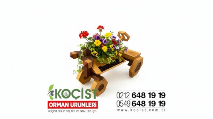 Ahşap Saksı Traktör Model 1 - Görsel 6